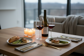 Vino en cena romántica 