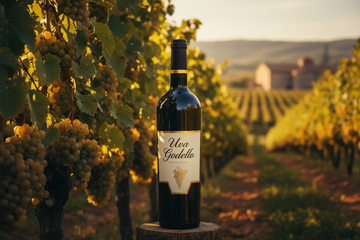 Botella de Vino con Uva Godello