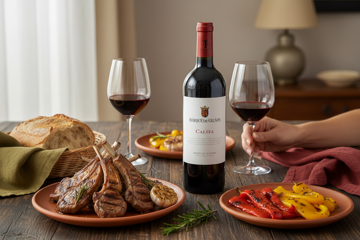 Maridaje de vino tinto Marqués de Griñon Caliza