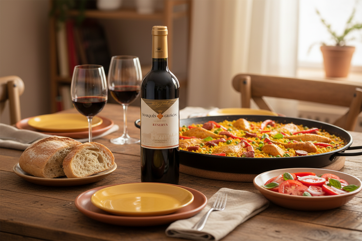 Maridaje de vino tinto Marqués de Griñon reserva