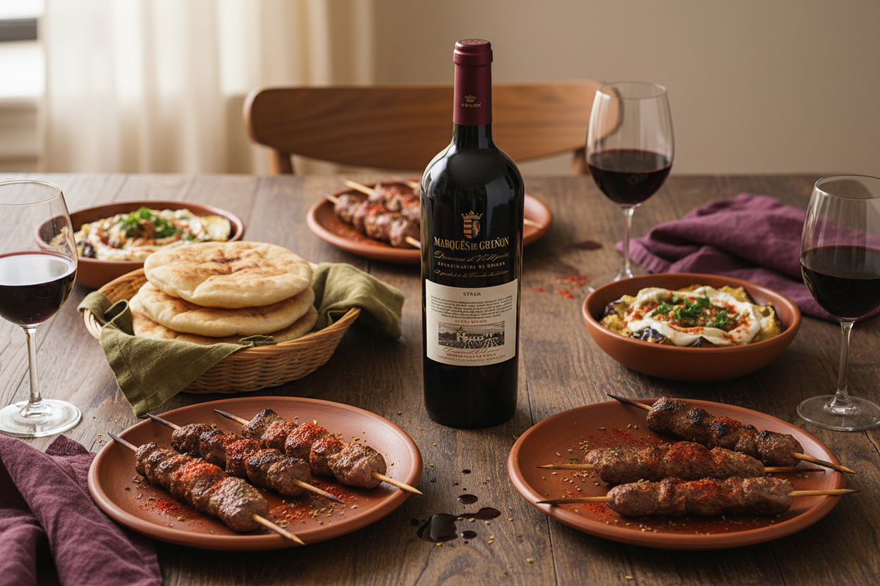 Maridaje de vino tinto marqués de griñon syrah