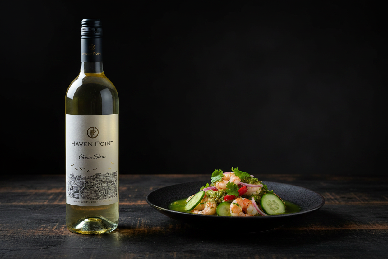 Aguachile con Haven Point Chenin Blanc