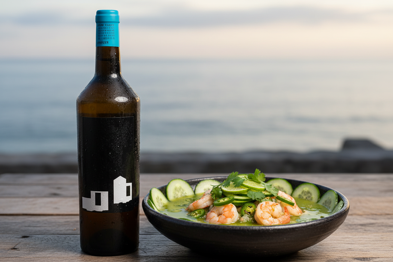 Aguachiles verdes con Viticultores Althay