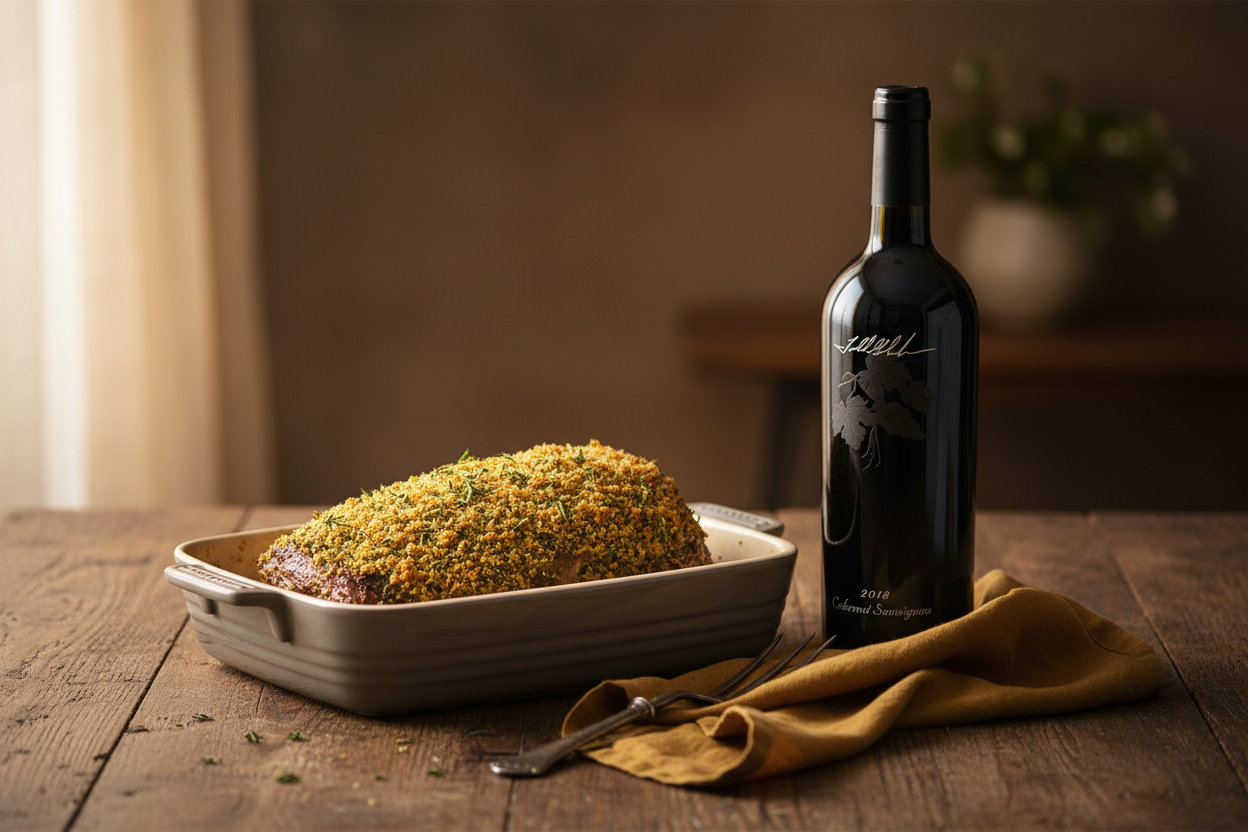 Anderson Conn Valley Estate Reserve Cab Sauv con cordero en costra