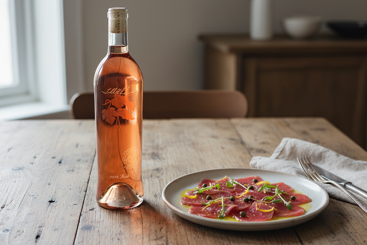 Anderson Conn Valley Rosé con carpaccio de atún