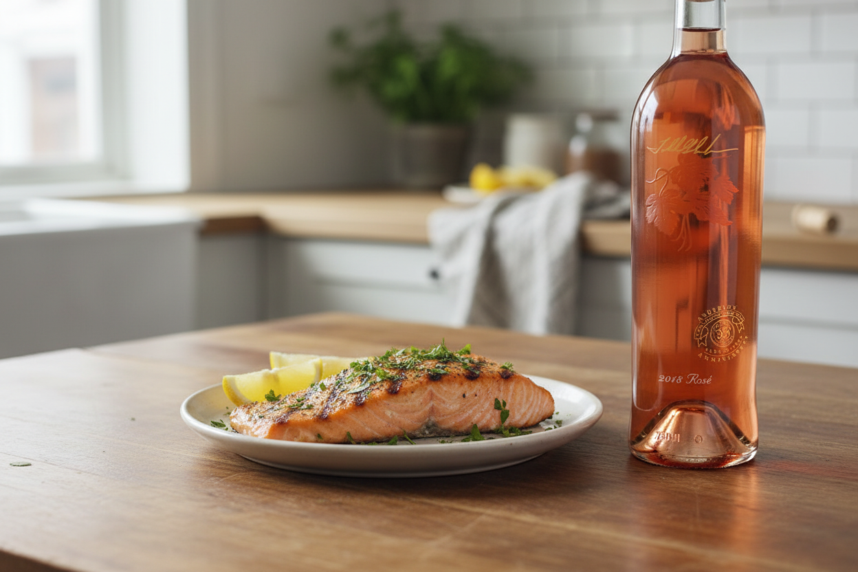 Anderson Conn Valley Rosé con salmón a la parrilla