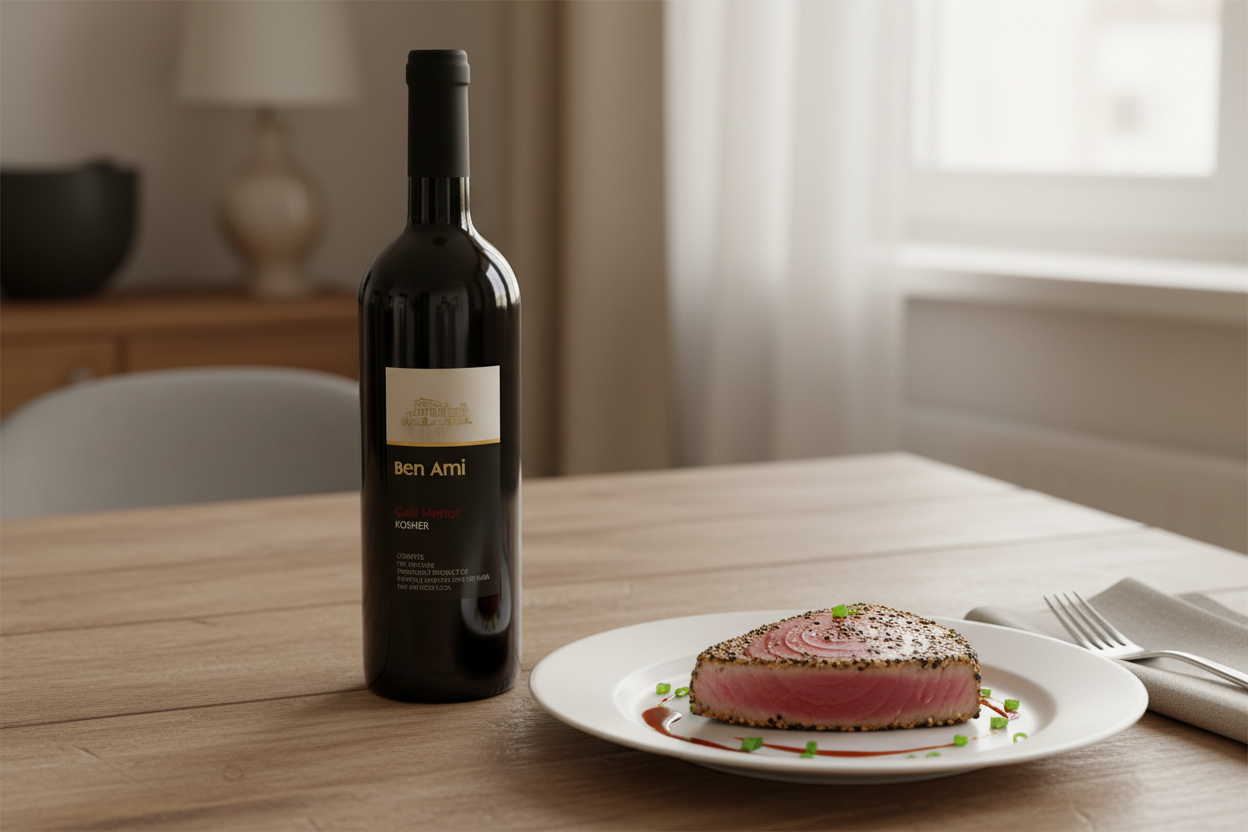 Atún rojo con Ben Ami Galil Merlot