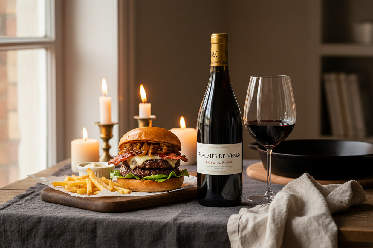 B&G Côtes du Rhône Valle del Ródano Francia - Hamburguesas Gourmet con Cebolla Caramelizada