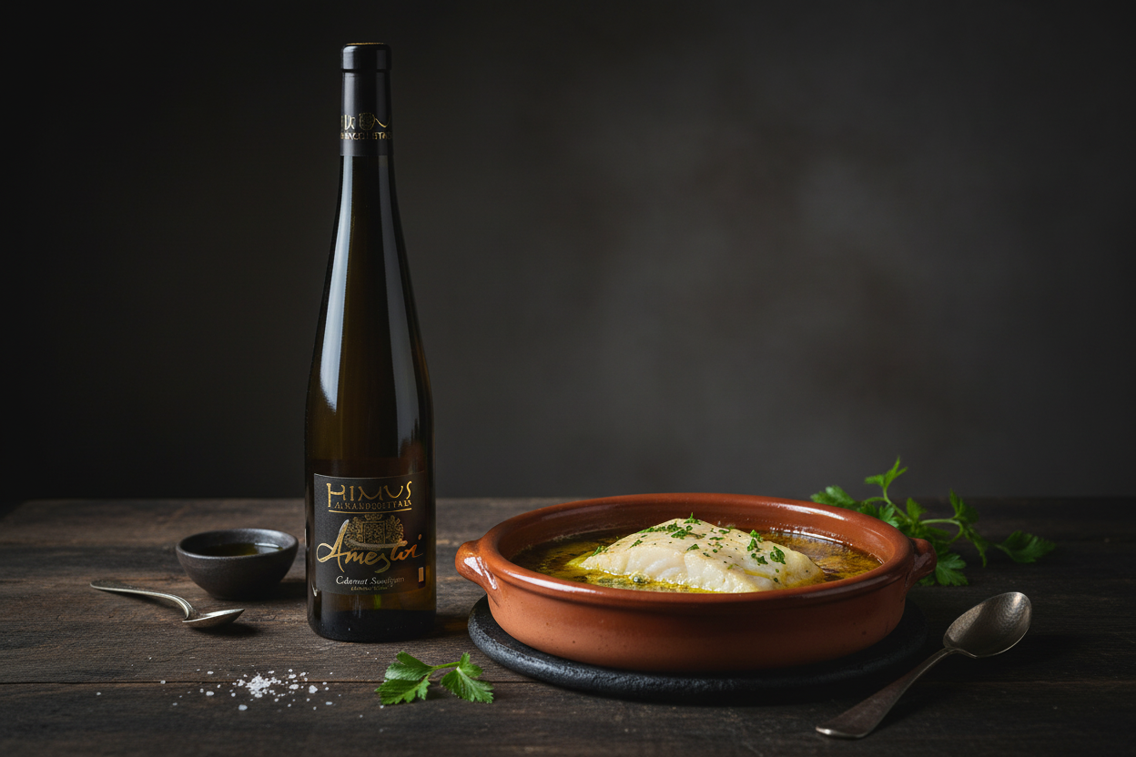 Bacalao al pil-pil con Txakoli Primus