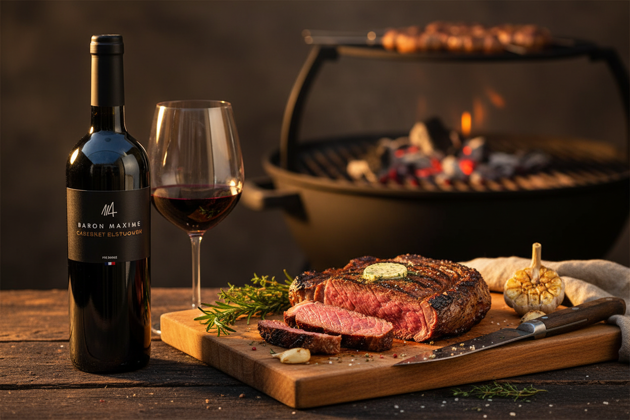 Baron Maxime Cabernet Sauvignon Francia - Rib Eye a la Parrilla