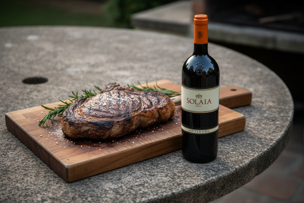Bistecca alla Fiorentina de buey madurado — Solaia 2018