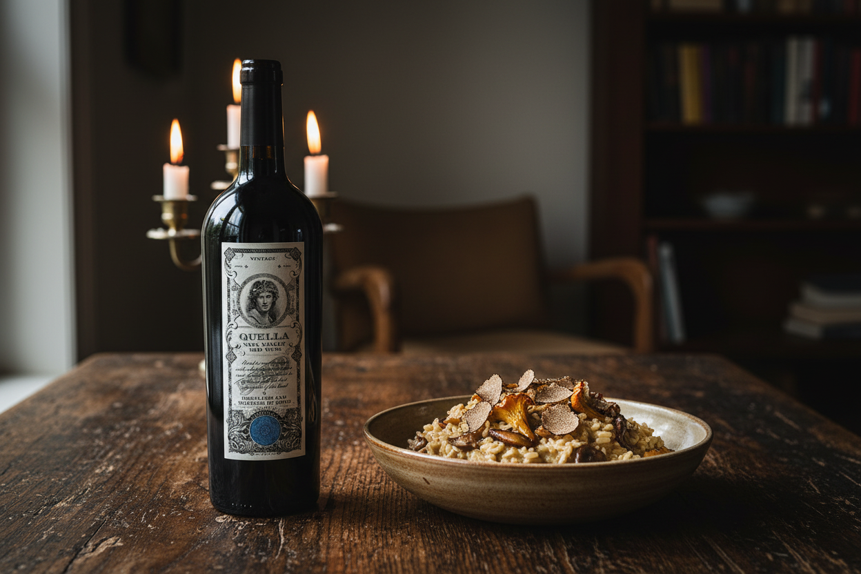 Bond Quella con risotto de hongos silvestres