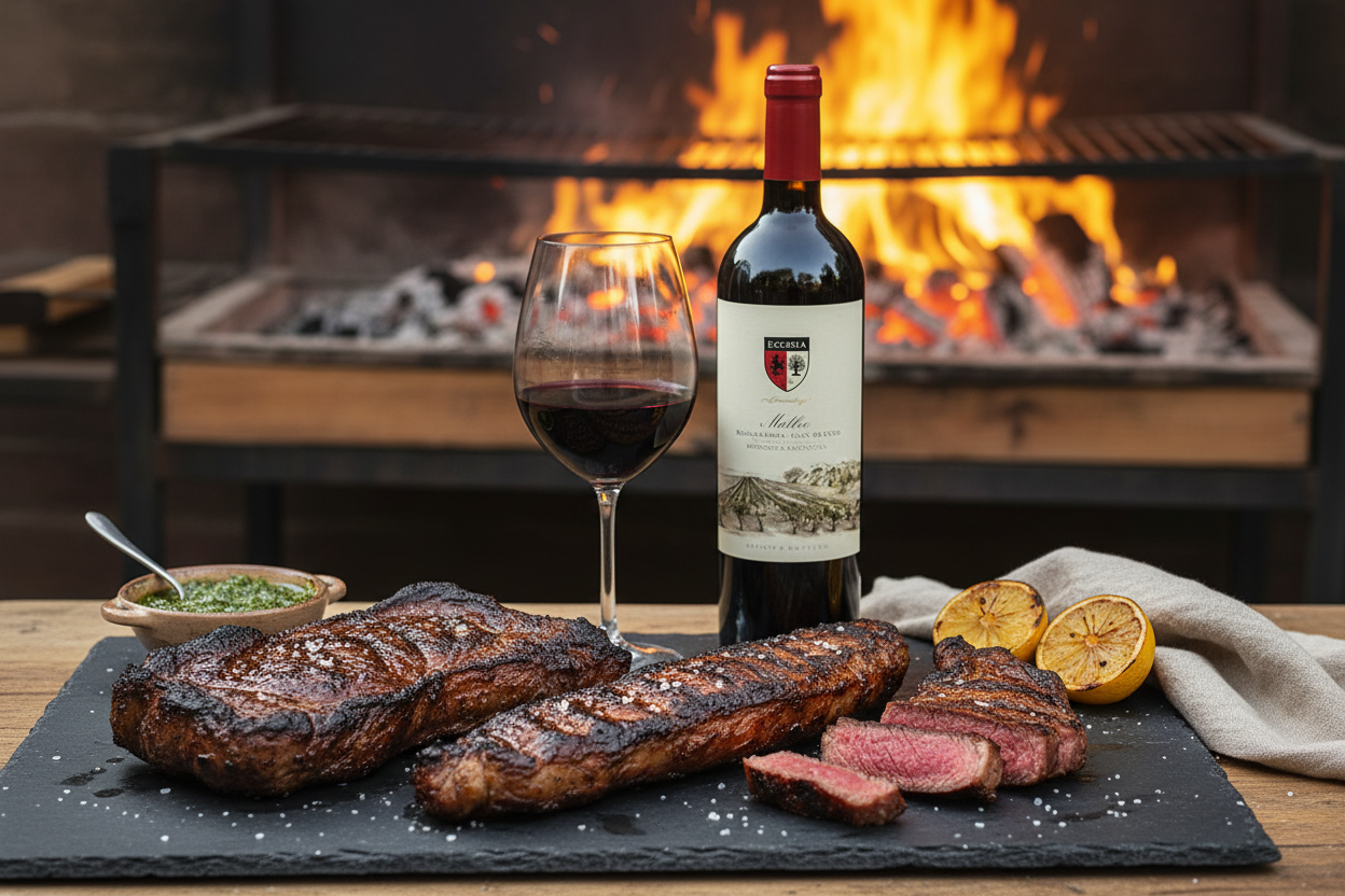 Bressia Monteagrelo Malbec Argentina - Vacío, Bife de Chorizo y Entraña a la Parrilla