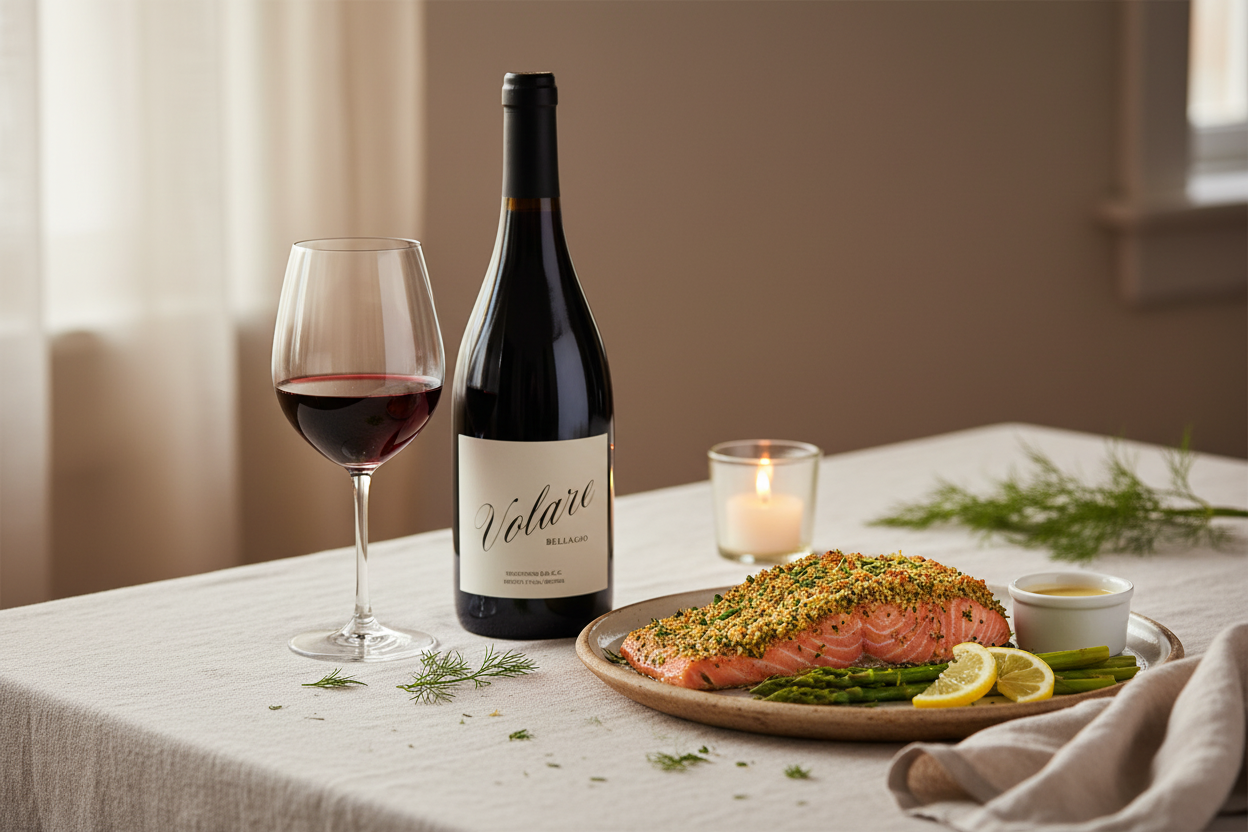 Bressia Volare del Camino Pinot Noir Argentina - Salmón Rosado con Costra de Hierbas
