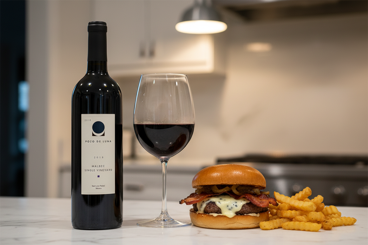 Burger con Pozo de Luna Malbec