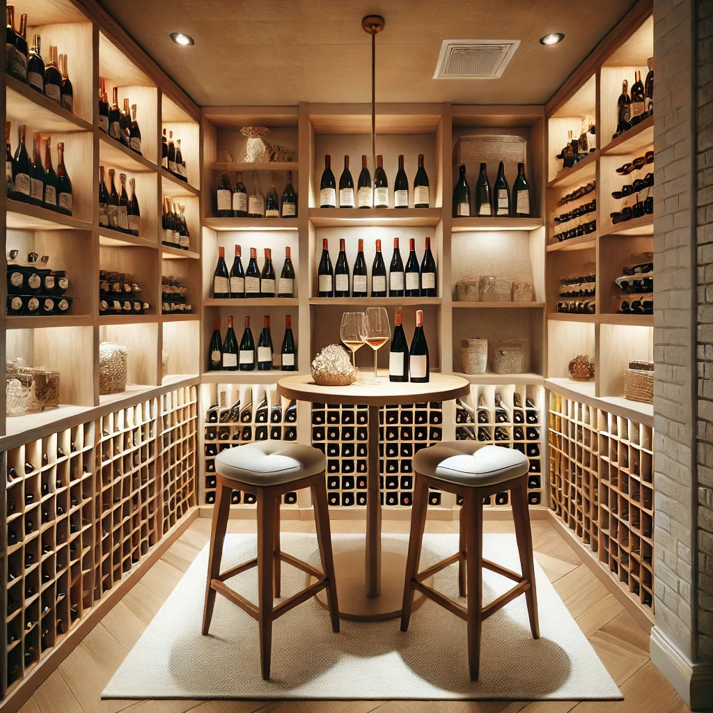 Genera una imagen de cava de vinos elegante pensando en una residencia o restaurante elegante y caro 1621243260e1af0c20-0