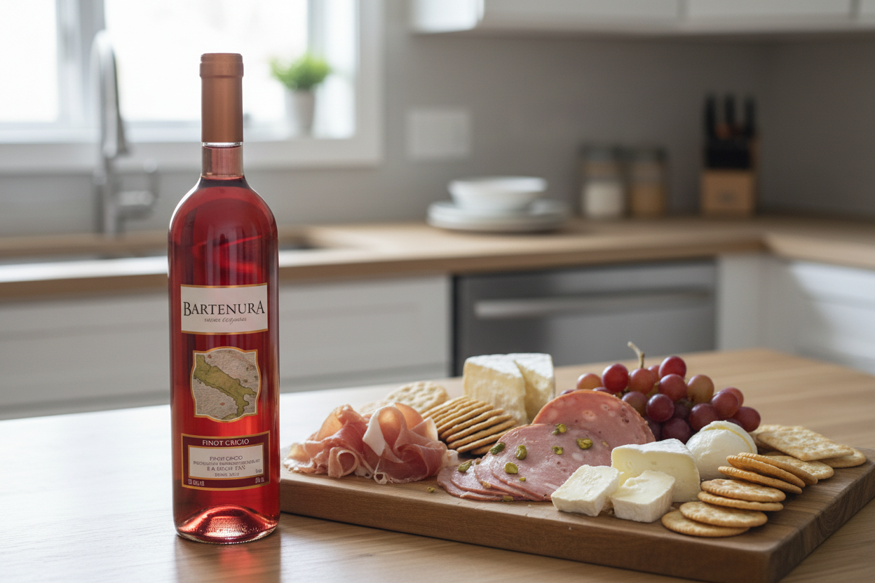 Carnes frías y quesos con Bartenura Sweet Red