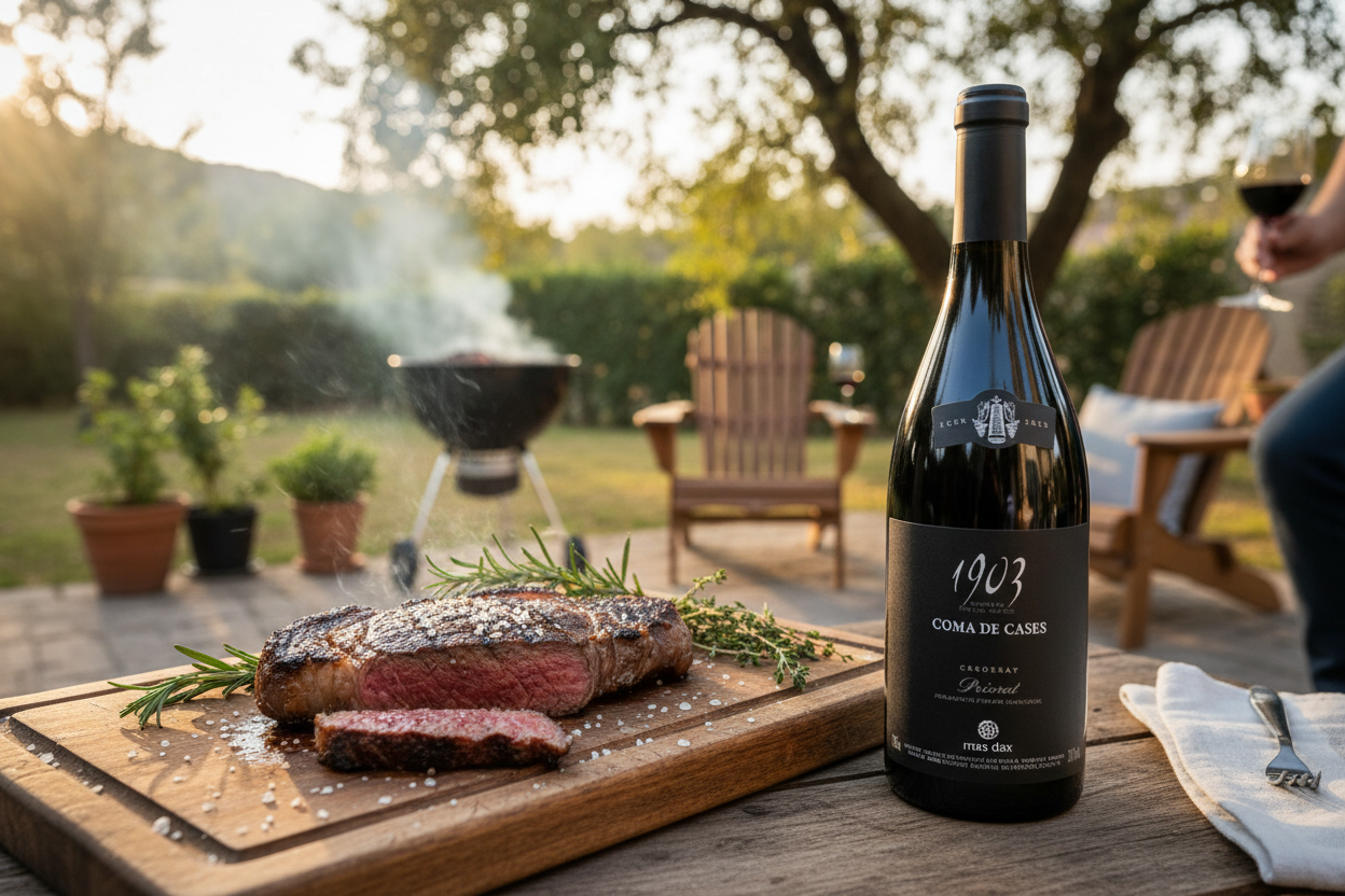 Carnes rojas a la brasa con 1903 Coma de Cases 2020