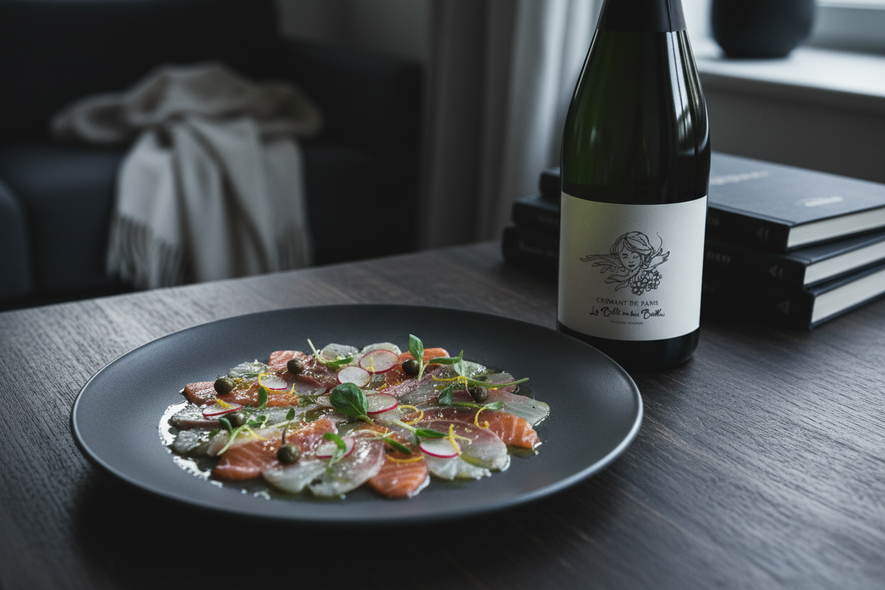 Carpaccio de pescado con La Belle en Bulle