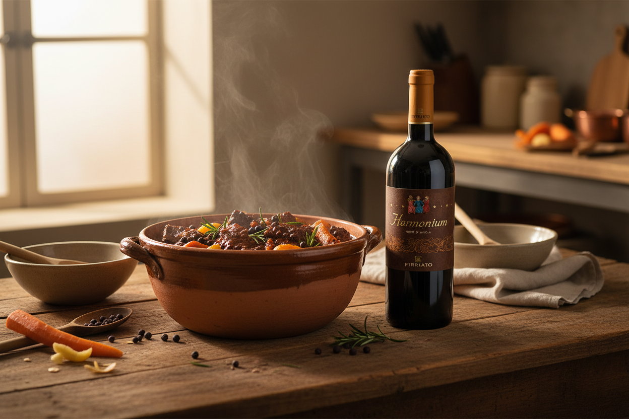 Caza con reducción de vino y chocolate