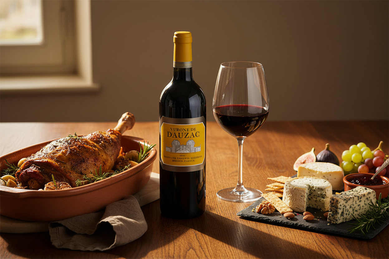 Château Dauzac Bacchus Sin Sulfitos Añadidos - Cordero Asado y Tabla de Quesos Veganos
