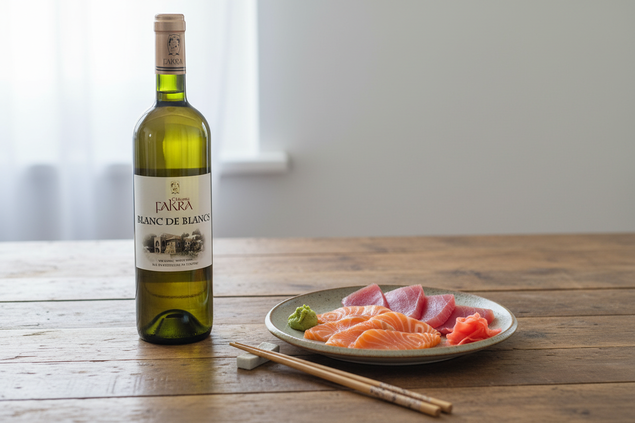 Château Fakra Blanc con sashimi