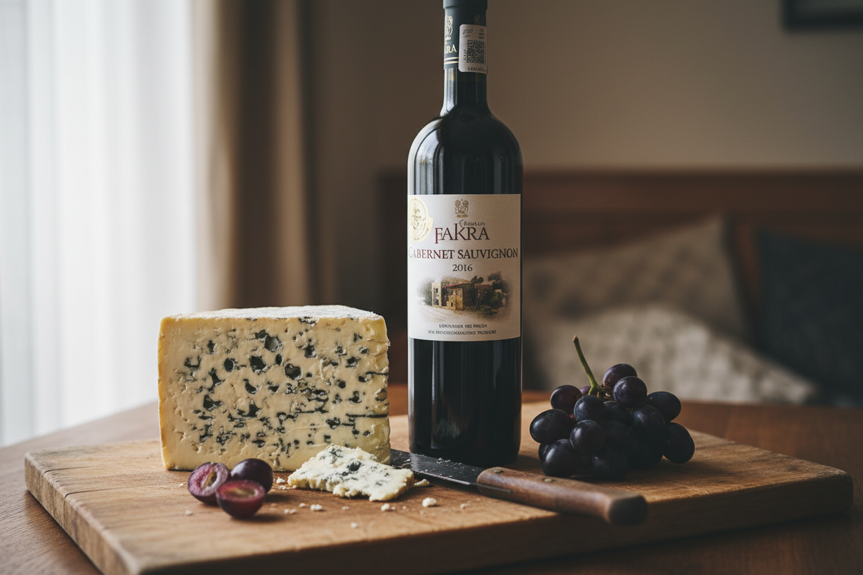 Château Fakra Cabernet con Roquefort