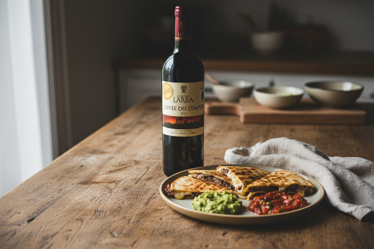 Château Fakra con quesadillas de arrachera