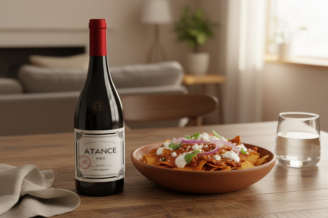 Chilaquiles rojos con Atance Bobal Ecológico