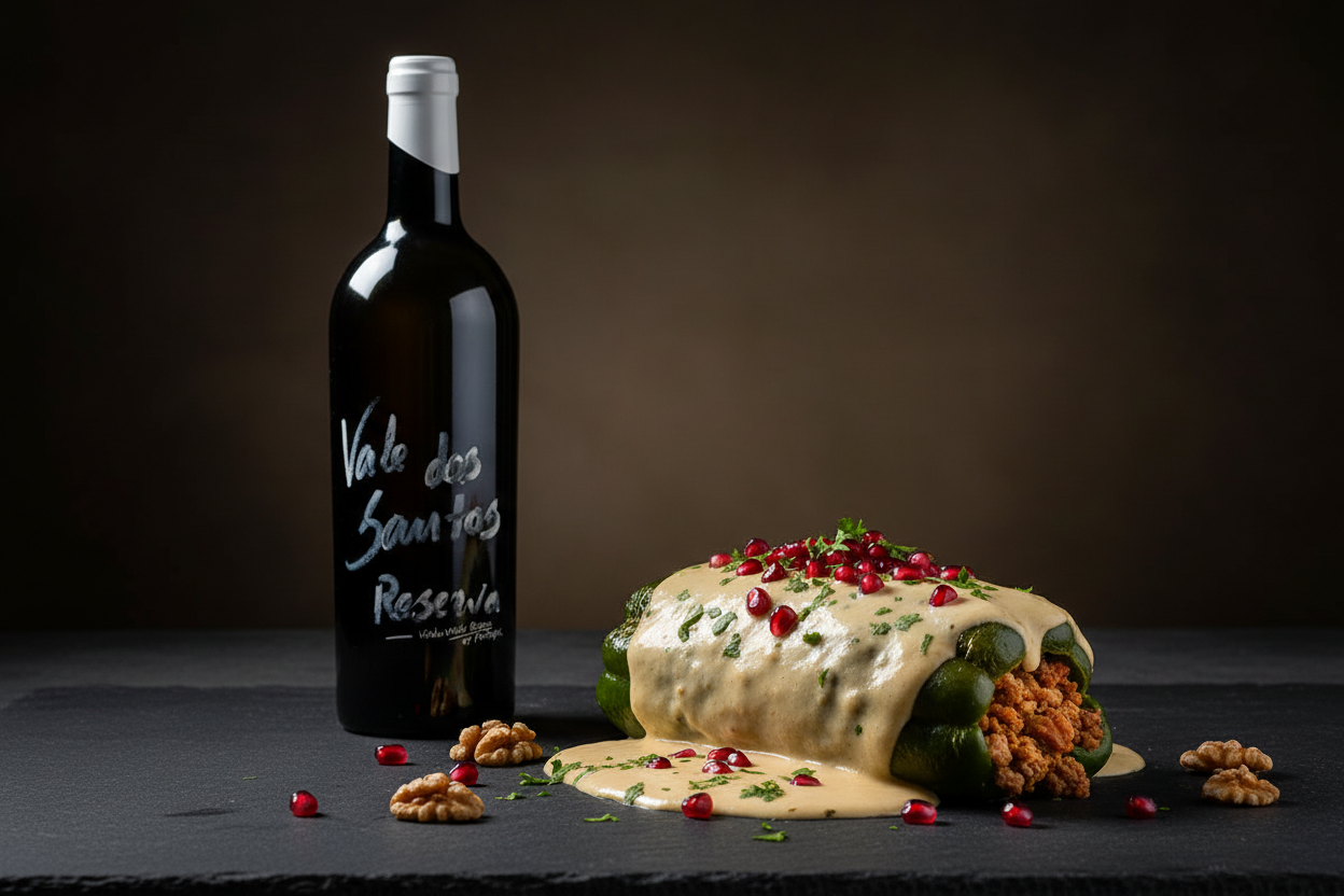 Chiles en nogada con Vale Dos Santos Reserva