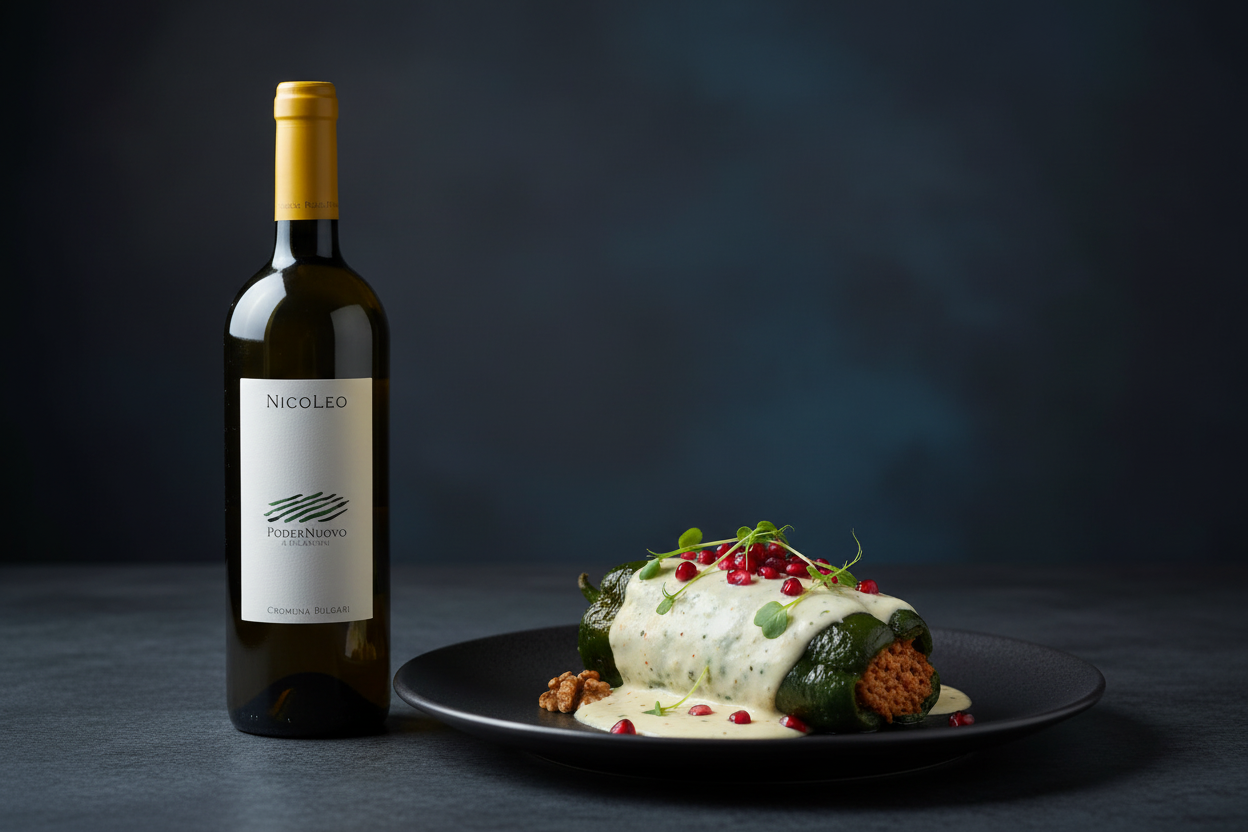 Chiles en nogada contemporáneos con Nicoleo