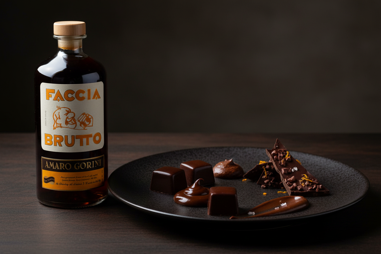 Chocolate amargo con Amaro Gorini