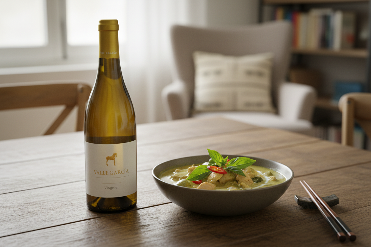 Cocina asiática especiada con Vallegarcía Viognier 2023