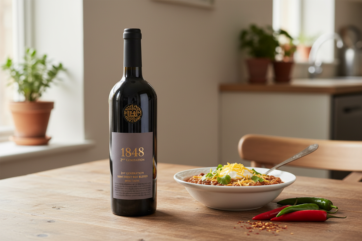 Comida picante con 1848 Semi Sweet Red