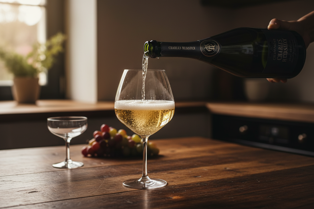 Copa amplia champagne