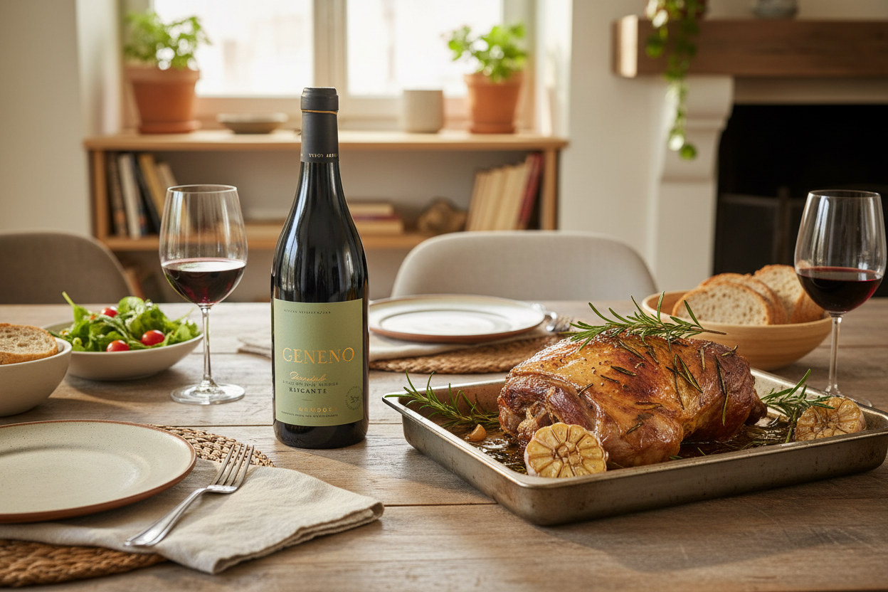 Cordero asado con El Veneno 2020 Monastrell