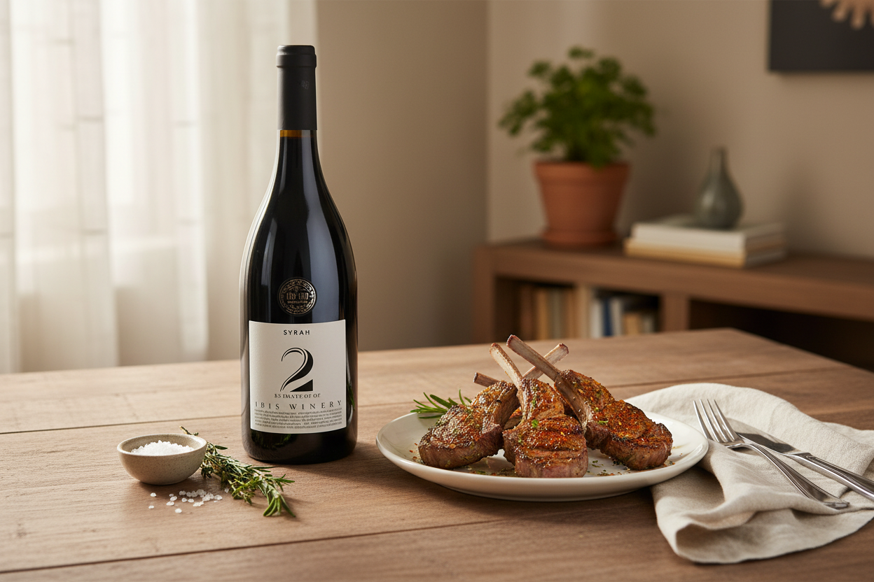Cordero especiado con 1848 Syrah