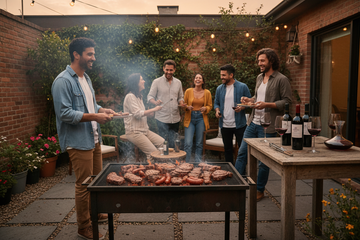 Cortes y Brasas y vino pero con asadores o algo mas sencillo en una casa