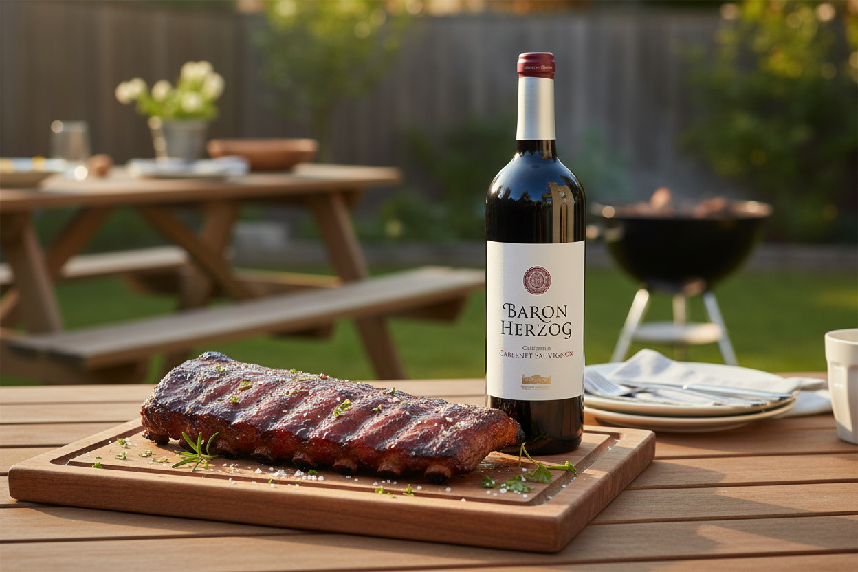 Costillas BBQ con Baron Herzog Cabernet Sauvignon