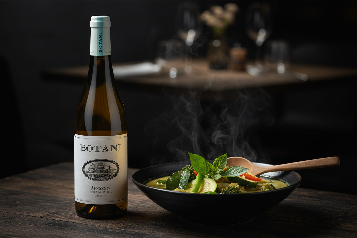 Curry verde tailandés con Botani Moscatel