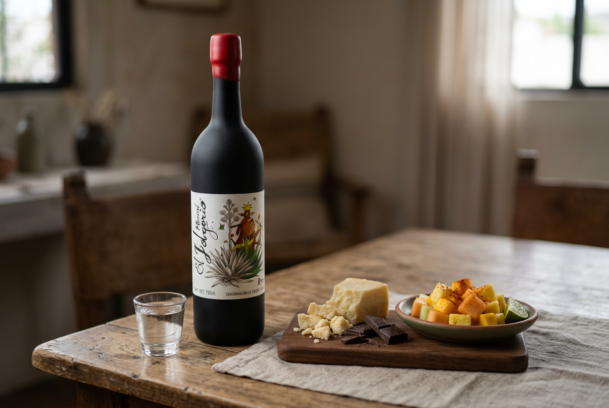 El Jolgorio Arroqueño con quesos maduros, fruta tropical con chile y chocolate oscuro