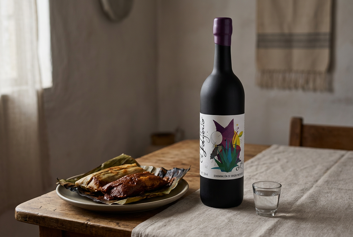 El Jolgorio Coyote con tamales oaxaqueños de coloradito
