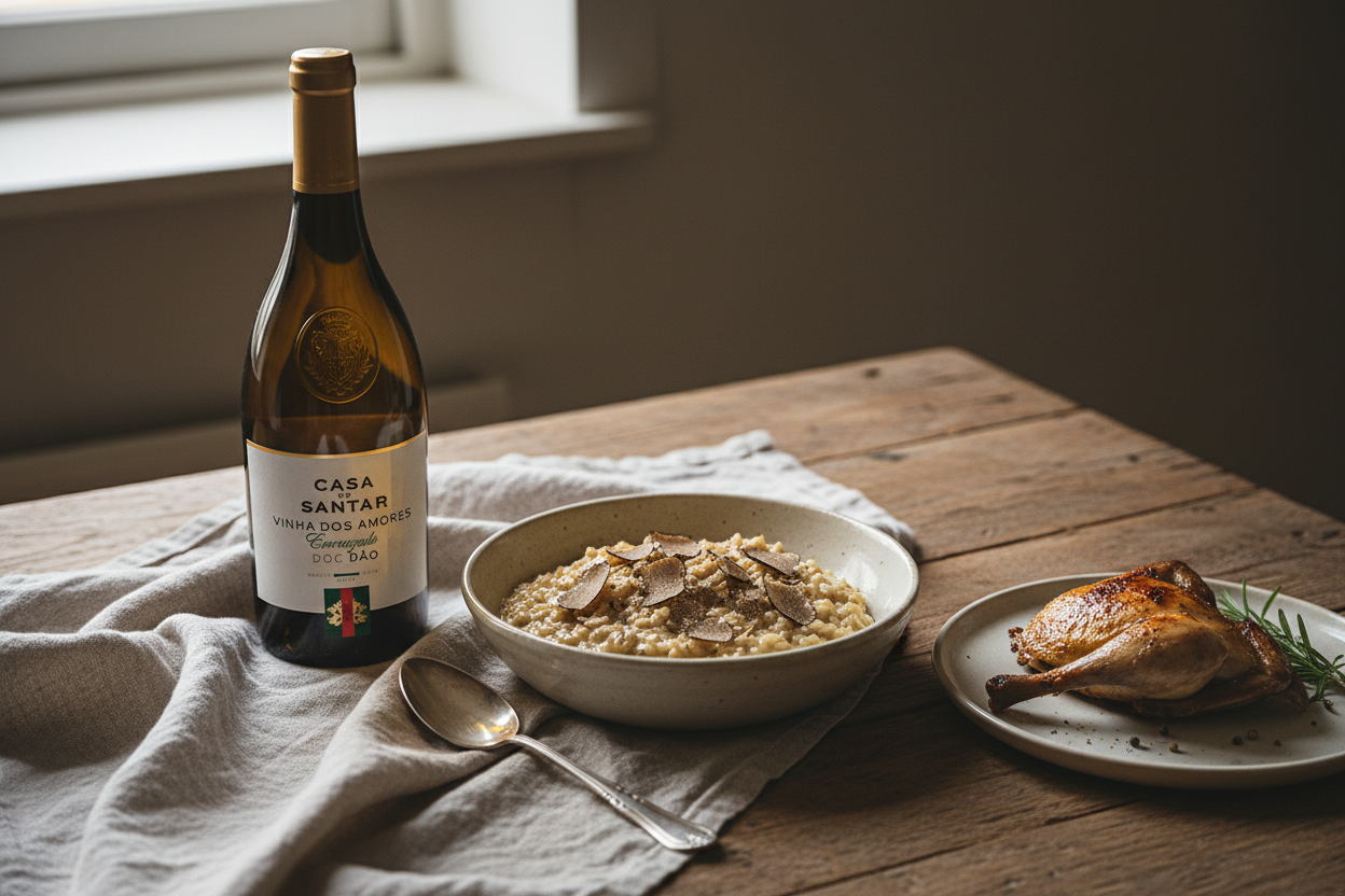 Encruzado con risotto de trufa y caza