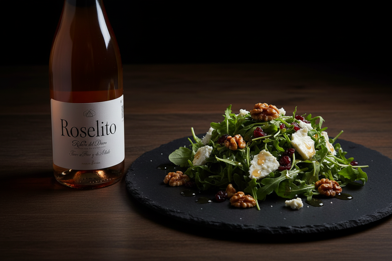 Ensalada con queso de cabra con Roselito