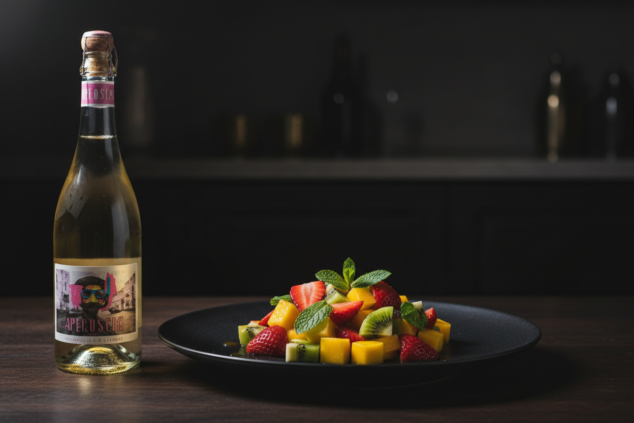 Ensalada de frutas con espumoso