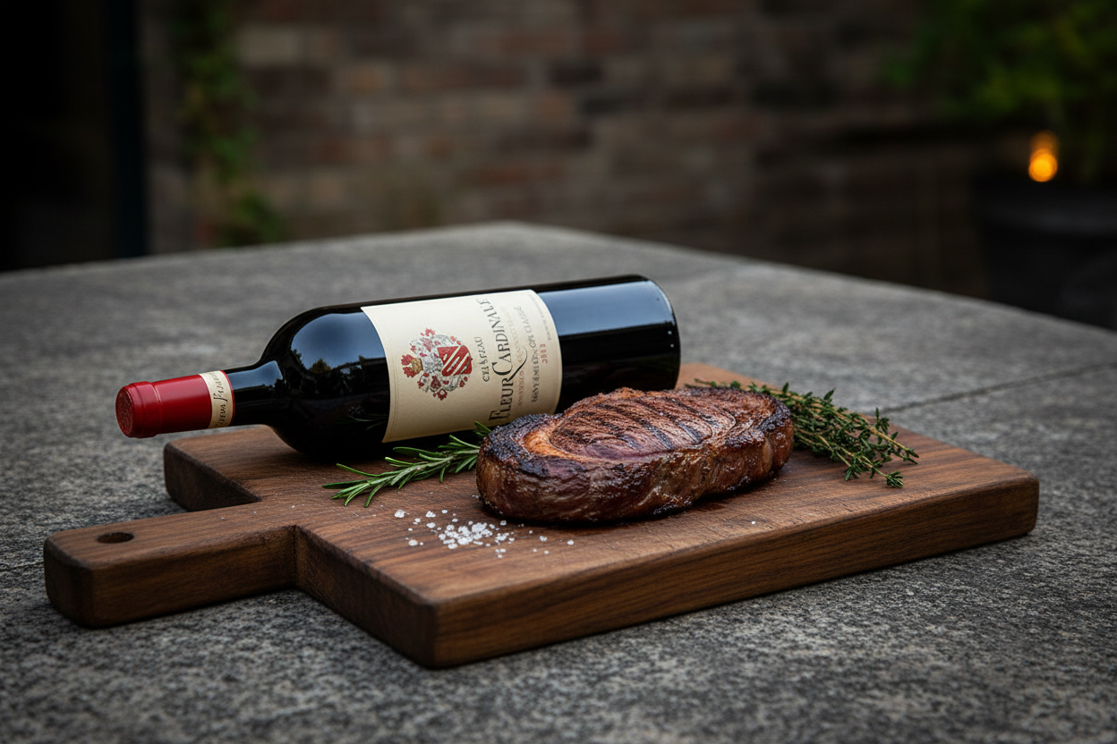 Entrecot a las brasas — Château Fleur Cardinale 2020