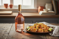 French Romance Colombard-Sauvignon con camarones al mojo de ajo