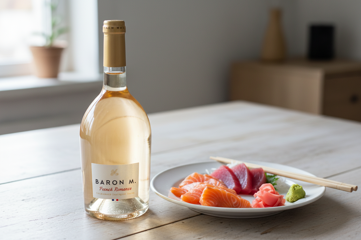 French Romance Colombard-Sauvignon con sashimi