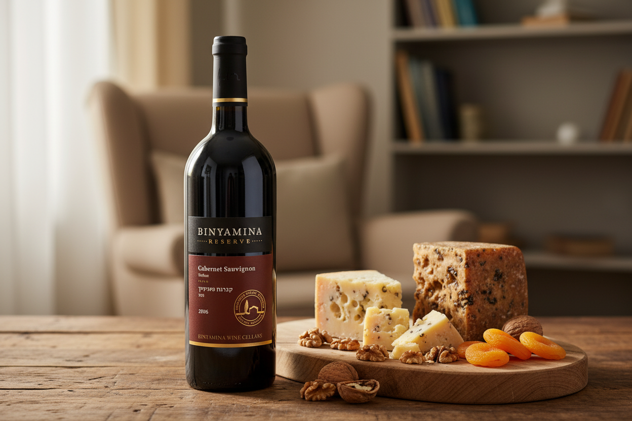 Gouda añejo con Binyamina Reserve Cabernet Sauvignon