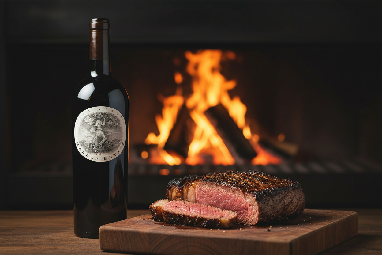 Harlan Estate con Rib Eye 90 días Dry Aged